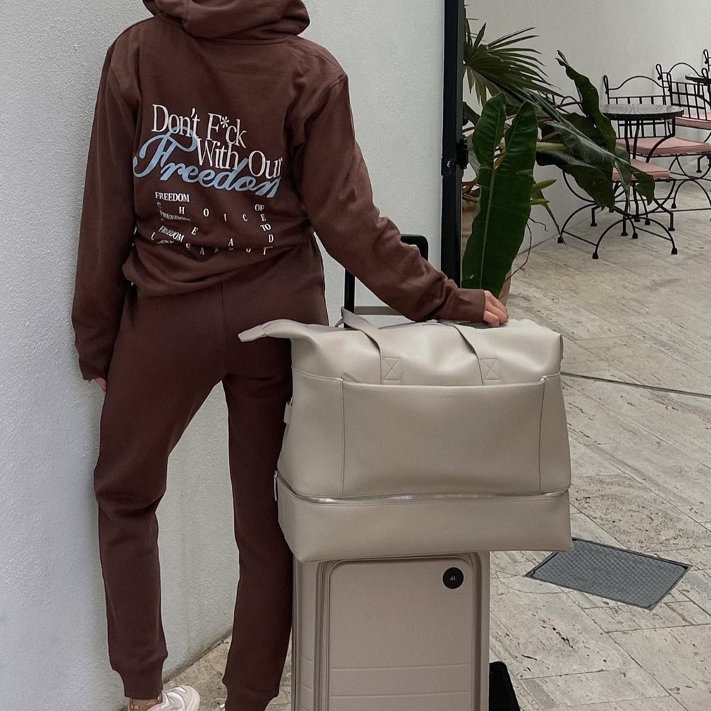 Don’t F*** With Our Freedom Brown Women's Hoodie and Joggers Set